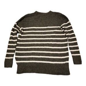 Abercrombie Winter Sweater Stripe Charcoal Gray Tan Size Med EUC #0305
